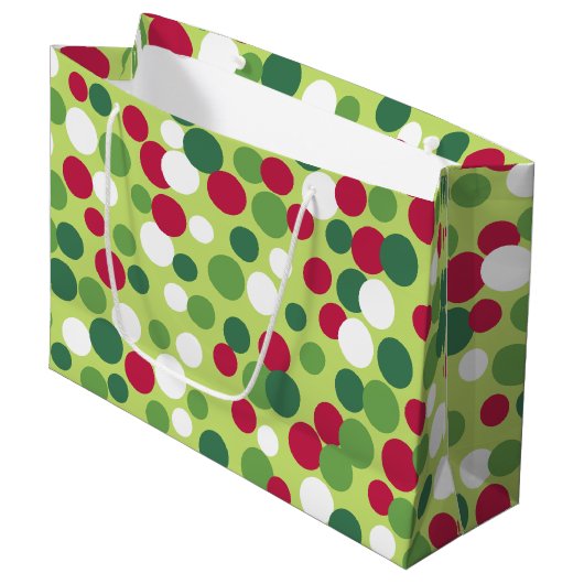 Sac cadeau grande taille points Noël Rétro (Devant Angle)