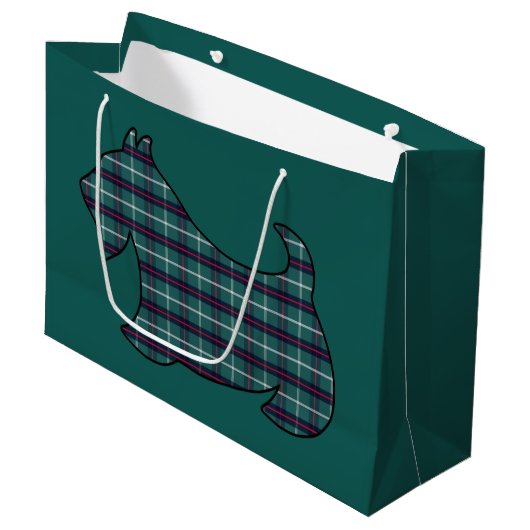 Sac cadeau Green Christmas Plaid Scottish Terrier (Devant Angle)