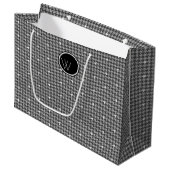 Sac cadeau Gris avec Accent Argent Houndstooth (Devant Angle)