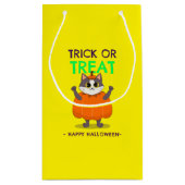 Sac cadeau Halloween, chat en citrouille avec jaun (Dos)