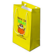 Sac cadeau Halloween, chat en citrouille avec jaun (Dos Angle)