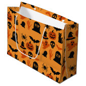 Sac cadeau Halloween éffrayant - Grand Black & Ora (Devant Angle)