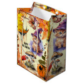 Sac cadeau Halloween en Aquarelle Whimsical Chat W (Devant Angle)