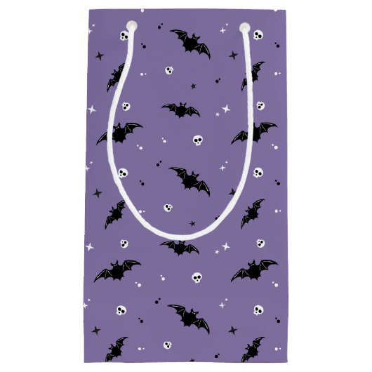 Sac cadeau Halloween pour chauve-souris et crânes  (Devant)