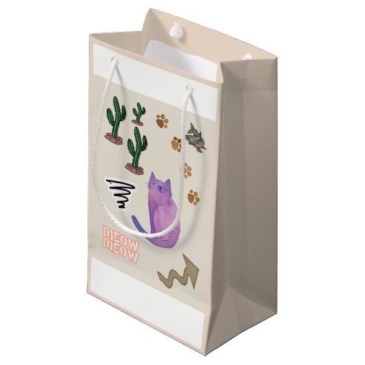Sac cadeau Happy Chat Poisson Cactus Poissons Meow (Devant Angle)