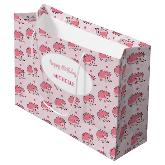 Sac cadeau hérisson rose mignon (Devant Angle)