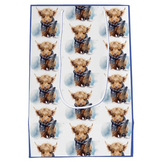 Sac cadeau Highland Cow-abunga - Blanc/Bleu (Dos)