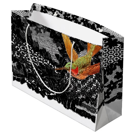 Sac cadeau HUMMINGBIRD ET LACE NOIRE (Dos Angle)