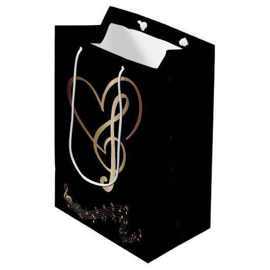 Sac cadeau I Heart Music - Notes de musique Heart (Devant Angle)