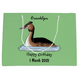 Sac Cadeau Illustration d'un grand oiseau de grèbe huppé