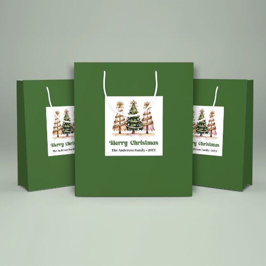 Sac Cadeau Imprimé Léopard Arbre de Noël Mignon Pe