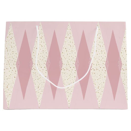 Sac cadeau Jacquard rose moderne du milieu du sièc (Devant)