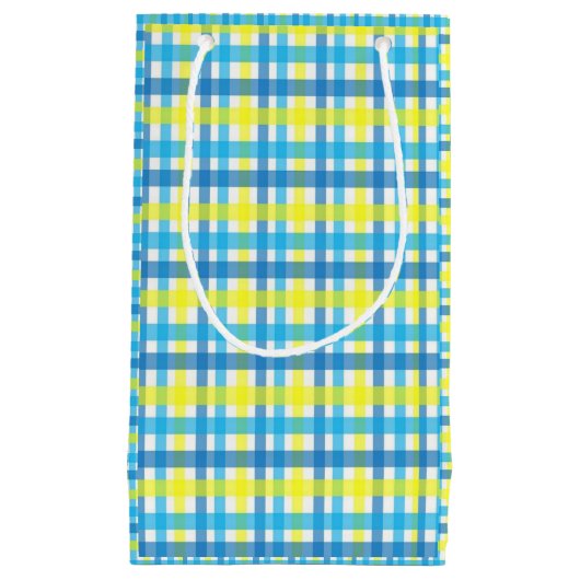 Sac cadeau Jaune et bleu Plaid (Devant)