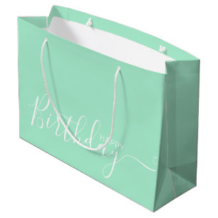Sac Cadeau Joyeux Anniversaire Monnaie Blanc Élégant Grand