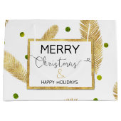 Sac Cadeau Joyeux Noël Gold Parties scintillant Script Grand  (Devant)