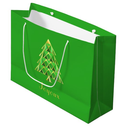 Sac cadeau Joyoux Noel vert (Devant Angle)