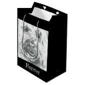 Sac cadeau, Labradoodle, Art noir & blanc, Amour (Devant Angle)