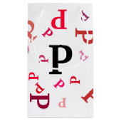 Sac cadeau - Lettres mélangées en rouge et rose (Dos)