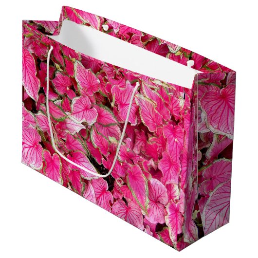 Sac cadeau Lg Feuilles roses (Devant Angle)