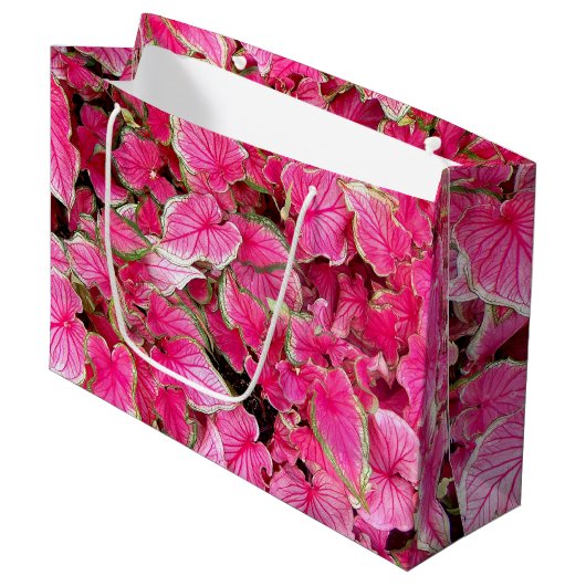 Sac cadeau Lg Feuilles roses (Devant Angle)