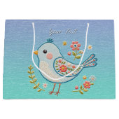 Sac cadeau Little Blue Bird Floral (Devant)