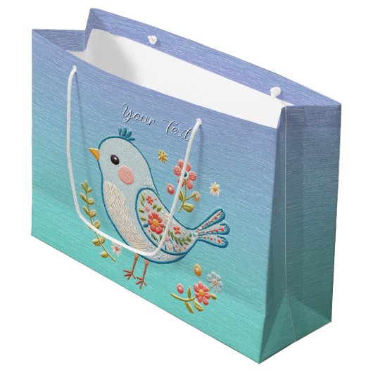 Sac cadeau Little Blue Bird Floral (Devant Angle)