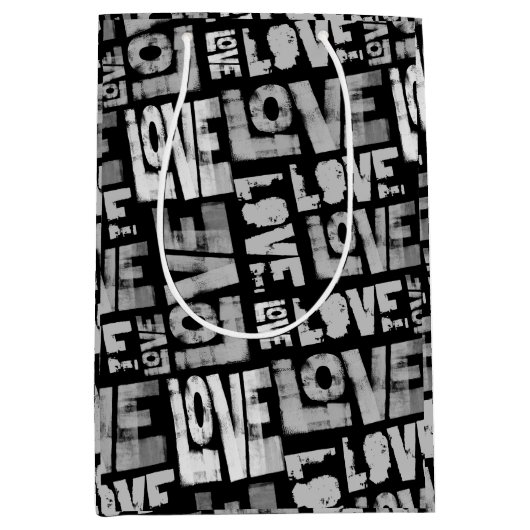 Sac cadeau Love Graffiti - noir et blanc (Devant)
