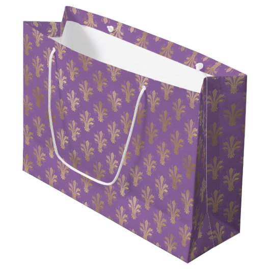 Sac cadeau Lux Gold Fleur de Lis et Amethyst (Devant Angle)