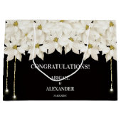Sac Cadeau Luxueux Fleurs Blanches (Devant)