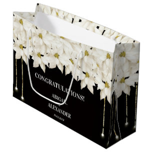 Sac Cadeau Luxueux Fleurs Blanches