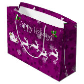 Sac cadeau Magenta Père Noël Sleigh and Reindeer (Dos Angle)