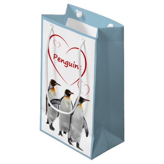 Sac Cadeau Manchots Amour (Devant Angle)