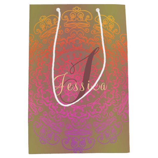 Sac cadeau Mandala Monogram couleur automne (Devant)