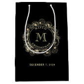 Sac cadeau Mariage Black Gold Groomsman (Devant)