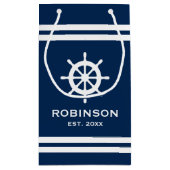 Sac cadeau mariage bleu marine marine et blanc ray (Dos)