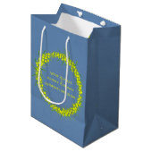 Sac cadeau mariage bleu wattle jaune (Devant Angle)