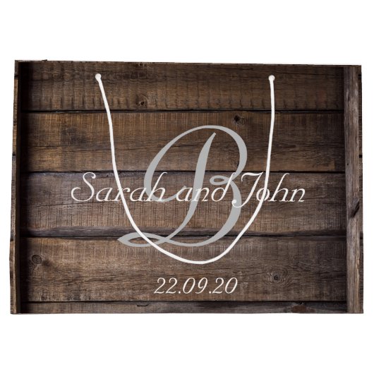 Sac cadeau Mariage en bois rustique unique (Dos)