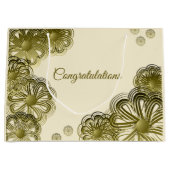 Sac cadeau mariage floral or antique (Devant)