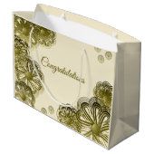 Sac cadeau mariage floral or antique (Dos Angle)