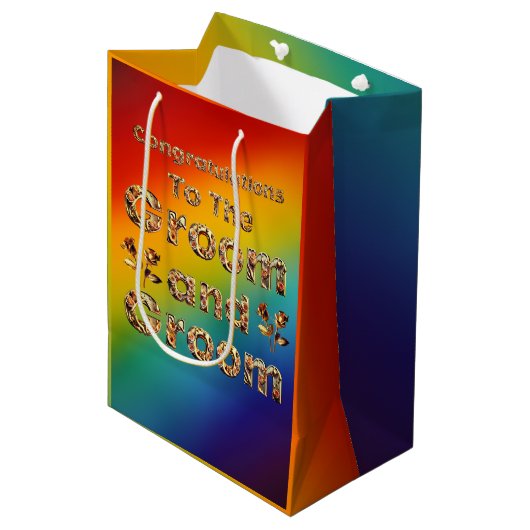 Sac cadeau Mariage Gay Rainbow Homme (Devant Angle)