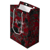 Sac cadeau Mariage gothique Rose rouge et noir (Devant Angle)