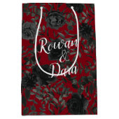 Sac cadeau Mariage gothique Rose rouge et noir (Devant)