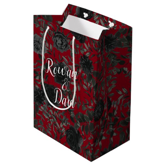 Sac cadeau Mariage gothique Rose rouge et noir (Dos Angle)