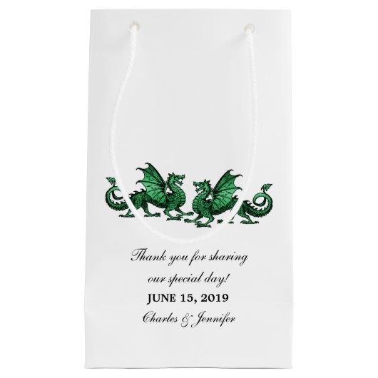 Sac cadeau Mariage Green Elegon Dragons (Devant)