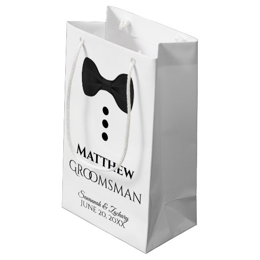 Sac cadeau Mariage Groomsman avec Cravate noire -  (Dos Angle)