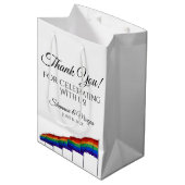 Sac cadeau Mariage Merci gay pride - Texte noir (Devant Angle)