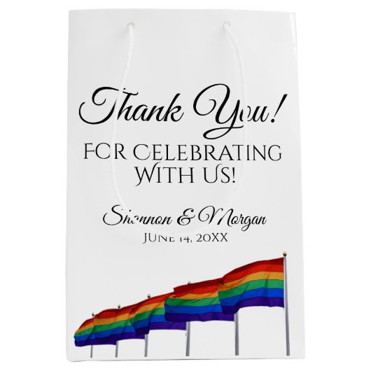 Sac cadeau Mariage Merci gay pride - Texte noir (Devant)