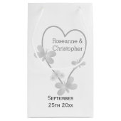 Sac cadeau mariage Papillons Coeur argenté (Dos)