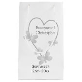 Sac cadeau mariage Papillons Coeur argenté (Devant)