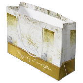 Sac cadeau mariage personnalisé - Plumes d'or déçu (Dos Angle)